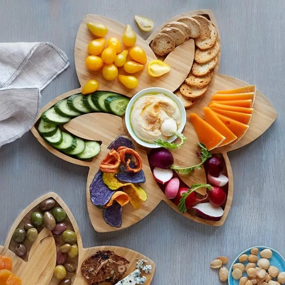 Bamboo Lotus Flower Charcuterie Board Appetizer Serving Platter Vegetable Board‎